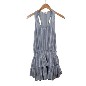 Love Shack Fancy Mini Dress Striped Sleeveless Tank Blue White Size Small Ruffle